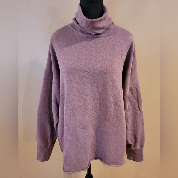 AERIE Relaxed Fit Loose Turtleneck Sweatshirt/Pullover, Size Large - Picture 2 of 12